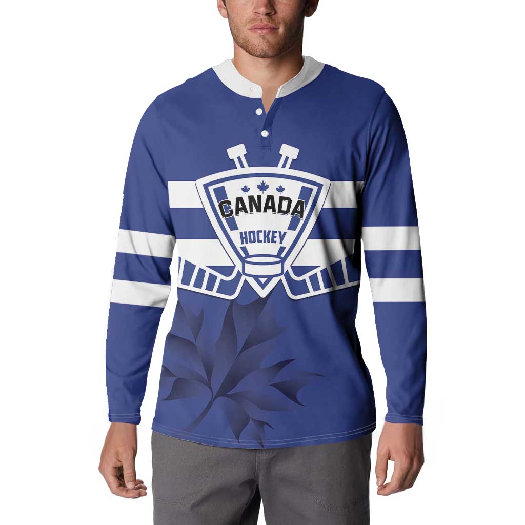 Custom Canada Hockey Team Button Sweatshirt Maple Leaf Blue Version