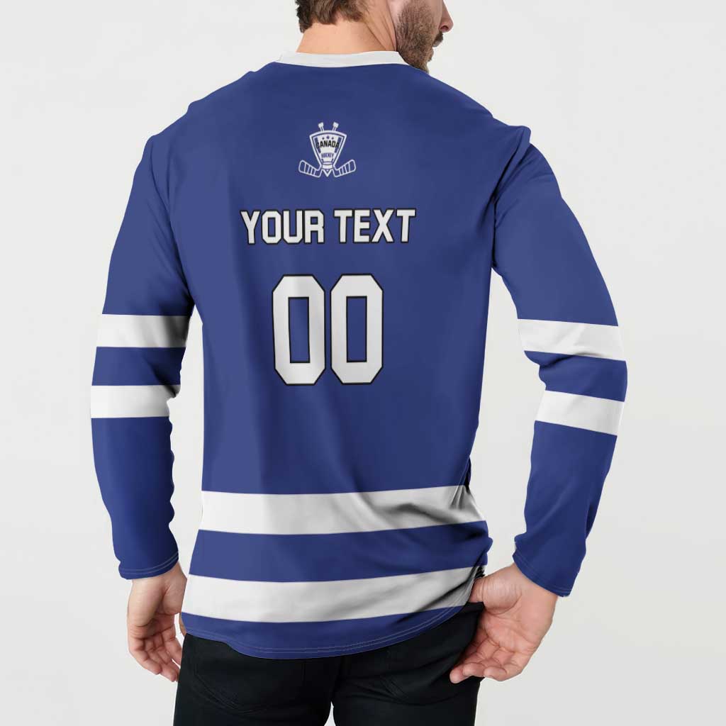 Custom Canada Hockey Team Button Sweatshirt Maple Leaf Blue Version