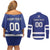 Custom Canada Hockey Team Couples Matching Off Shoulder Short Dress and Long Sleeve Button Shirt Maple Leaf Blue Version