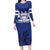 Custom Canada Hockey Team Family Matching Long Sleeve Bodycon Dress and Hawaiian Shirt Maple Leaf Blue Version