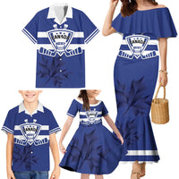 Custom Canada Hockey Team Family Matching Mermaid Dress and Hawaiian Shirt Maple Leaf Blue Version