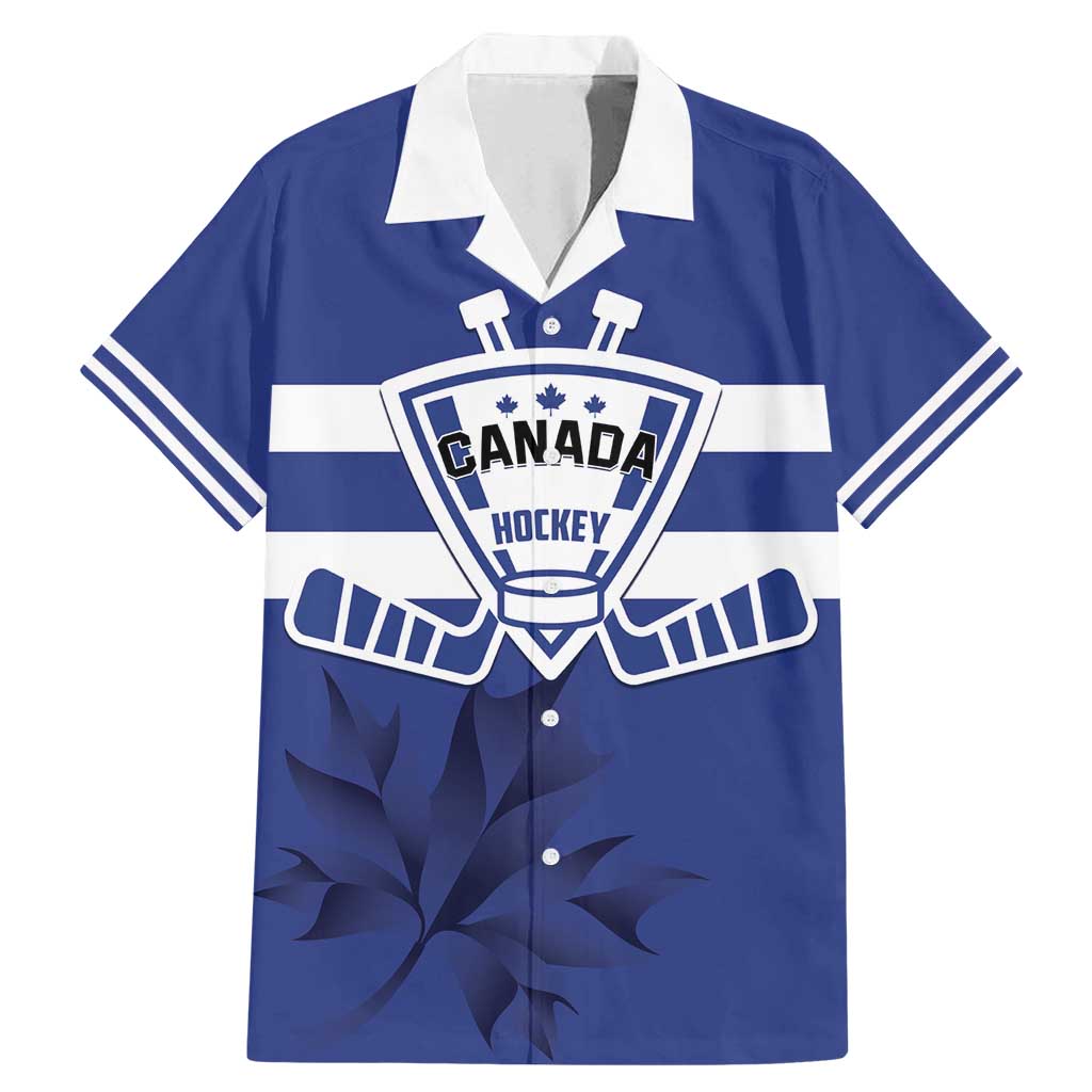 Custom Canada Hockey Team Family Matching Mermaid Dress and Hawaiian Shirt Maple Leaf Blue Version