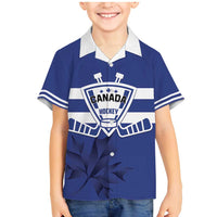 Custom Canada Hockey Team Family Matching Mermaid Dress and Hawaiian Shirt Maple Leaf Blue Version