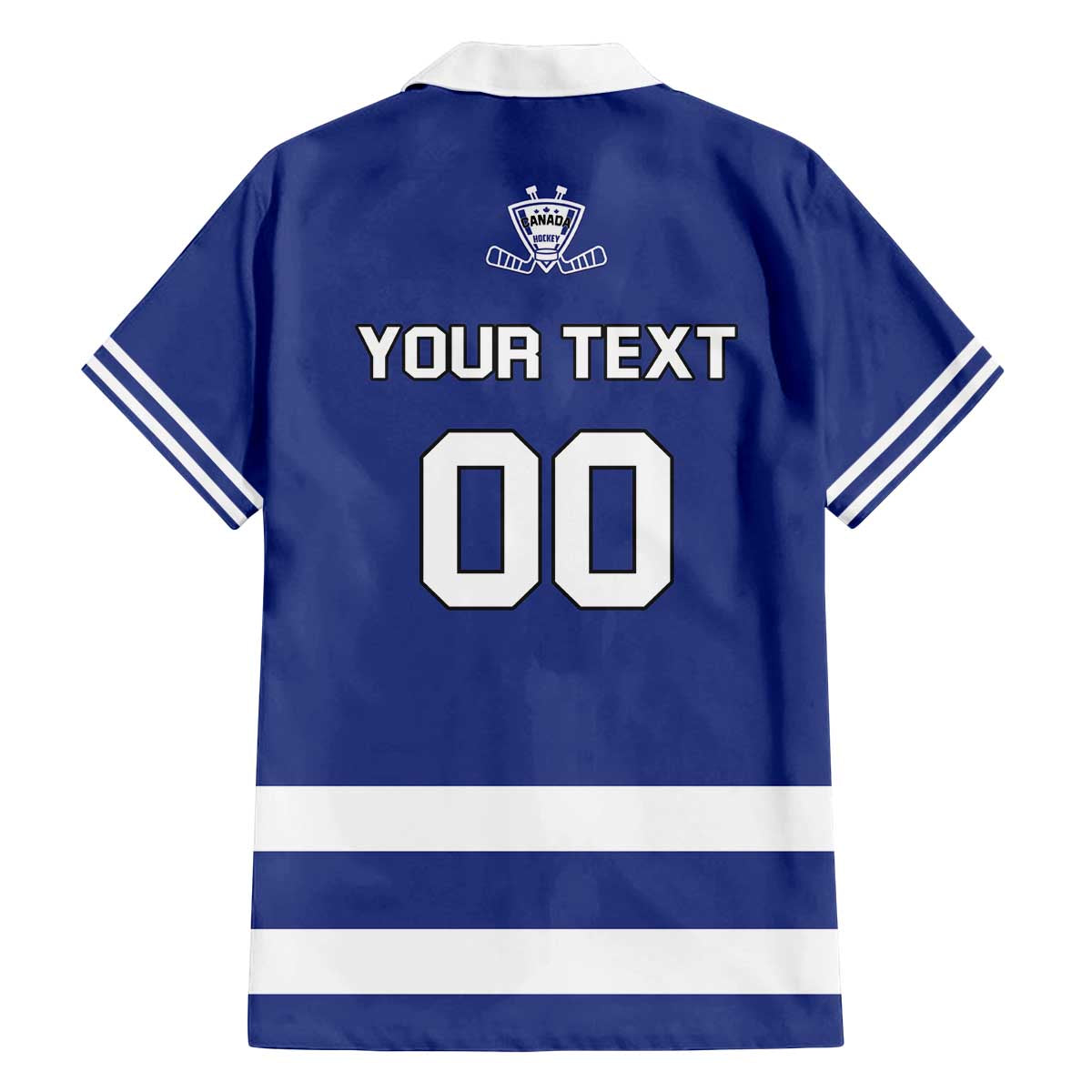 Custom Canada Hockey Team Family Matching Off The Shoulder Long Sleeve Dress and Hawaiian Shirt Maple Leaf Blue Version