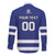 Custom Canada Hockey Team Family Matching Off The Shoulder Long Sleeve Dress and Hawaiian Shirt Maple Leaf Blue Version