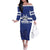 Custom Canada Hockey Team Family Matching Off The Shoulder Long Sleeve Dress and Hawaiian Shirt Maple Leaf Blue Version