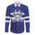 Custom Canada Hockey Team Family Matching Off Shoulder Maxi Dress and Hawaiian Shirt Maple Leaf Blue Version