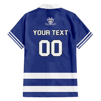 Custom Canada Hockey Team Family Matching Short Sleeve Bodycon Dress and Hawaiian Shirt Maple Leaf Blue Version