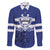 Custom Canada Hockey Team Family Matching Short Sleeve Bodycon Dress and Hawaiian Shirt Maple Leaf Blue Version