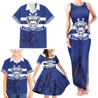 Custom Canada Hockey Team Family Matching Tank Maxi Dress and Hawaiian Shirt Maple Leaf Blue Version