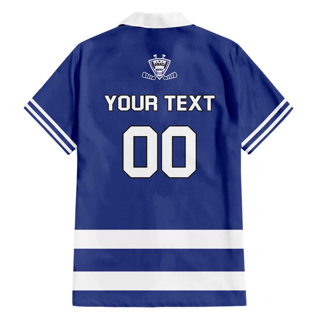 Custom Canada Hockey Team Hawaiian Shirt Maple Leaf Blue Version