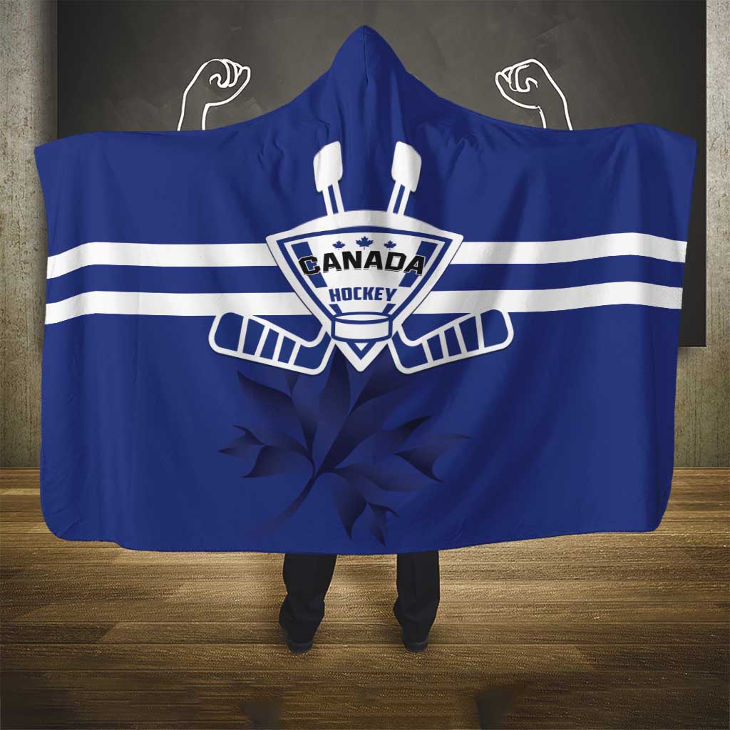 Canada Hockey Team Hooded Blanket Maple Leaf Blue Version