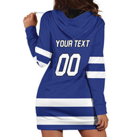 Custom Canada Hockey Team Hoodie Dress Maple Leaf Blue Version