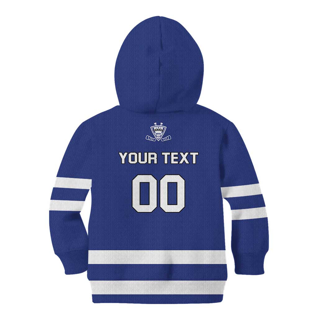 Custom Canada Hockey Team Kid Hoodie Maple Leaf Blue Version