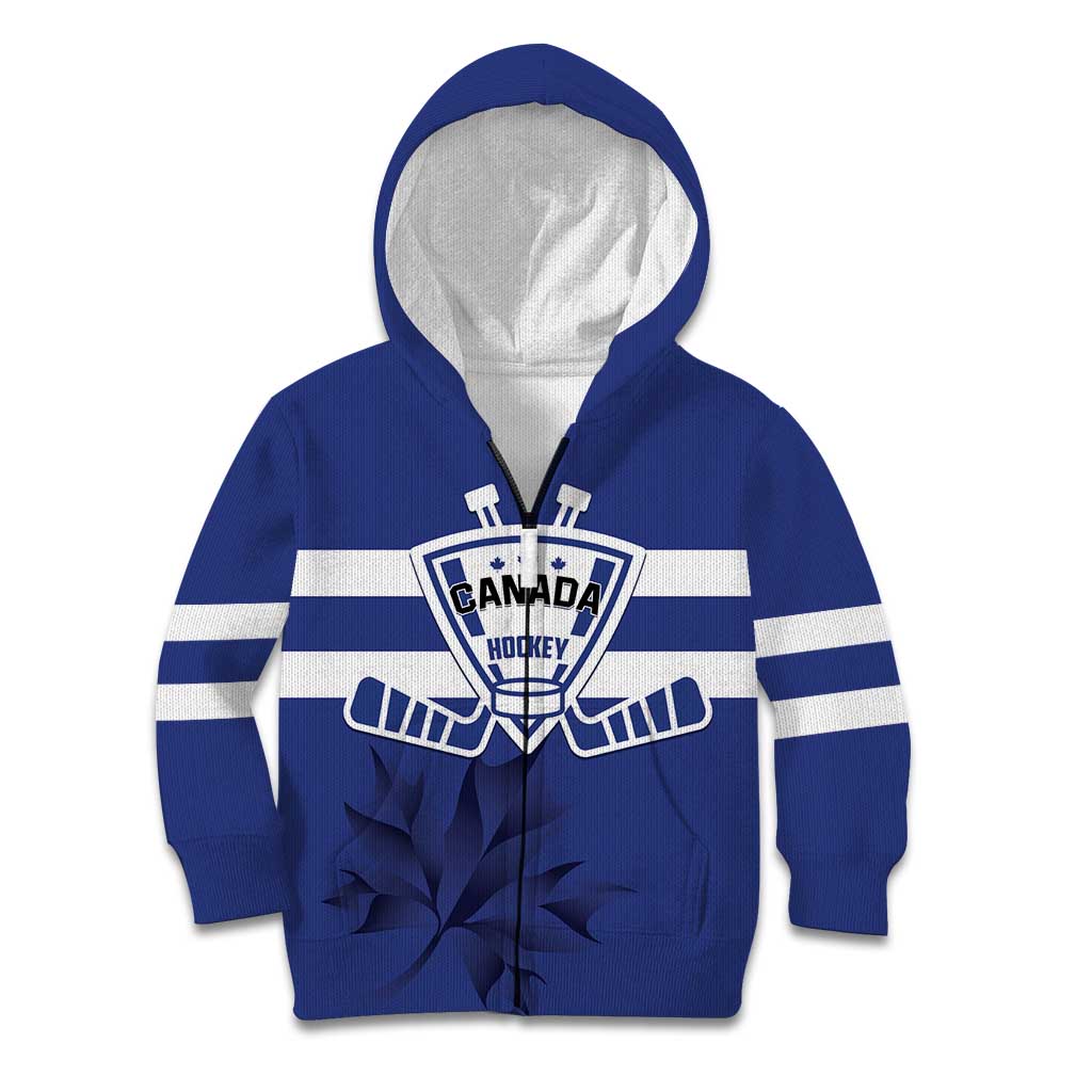 Custom Canada Hockey Team Kid Hoodie Maple Leaf Blue Version