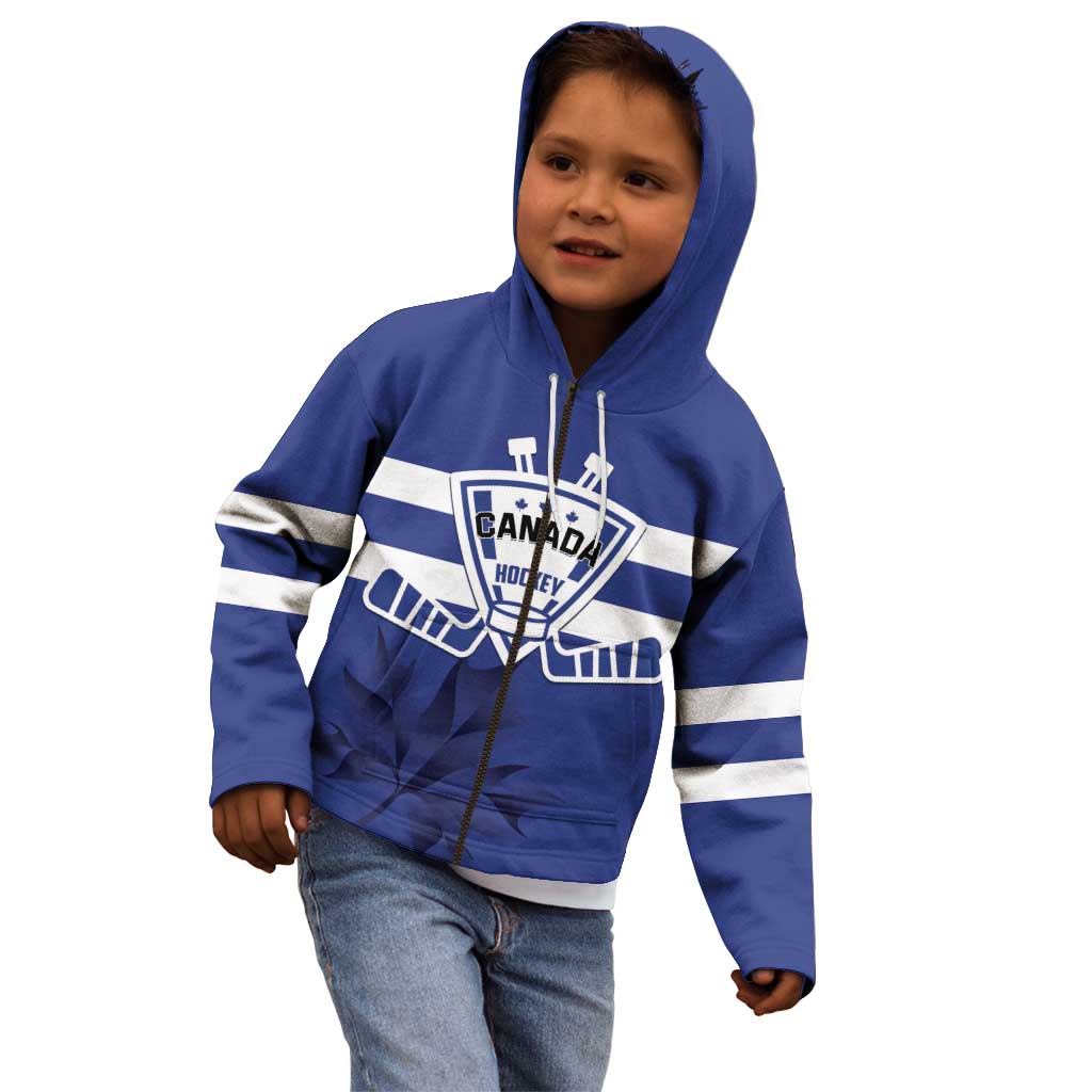 Custom Canada Hockey Team Kid Hoodie Maple Leaf Blue Version