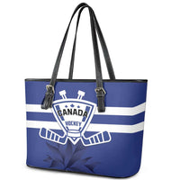 Canada Hockey Team Leather Tote Bag Maple Leaf Blue Version