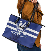 Canada Hockey Team Leather Tote Bag Maple Leaf Blue Version