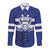 Custom Canada Hockey Team Long Sleeve Button Shirt Maple Leaf Blue Version