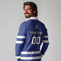 Custom Canada Hockey Team Long Sleeve Polo Shirt Maple Leaf Blue Version