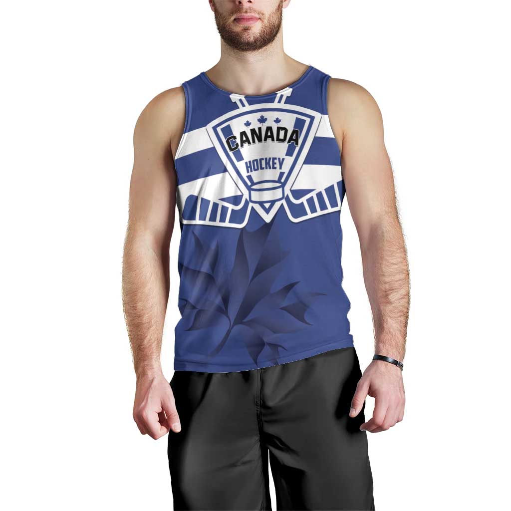 Custom Canada Hockey Team Men Tank Top Maple Leaf Blue Version