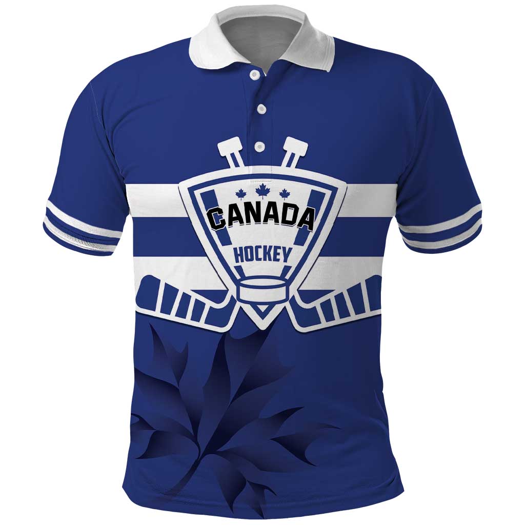 Custom Canada Hockey Team Polo Shirt Maple Leaf Blue Version