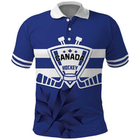 Custom Canada Hockey Team Polo Shirt Maple Leaf Blue Version