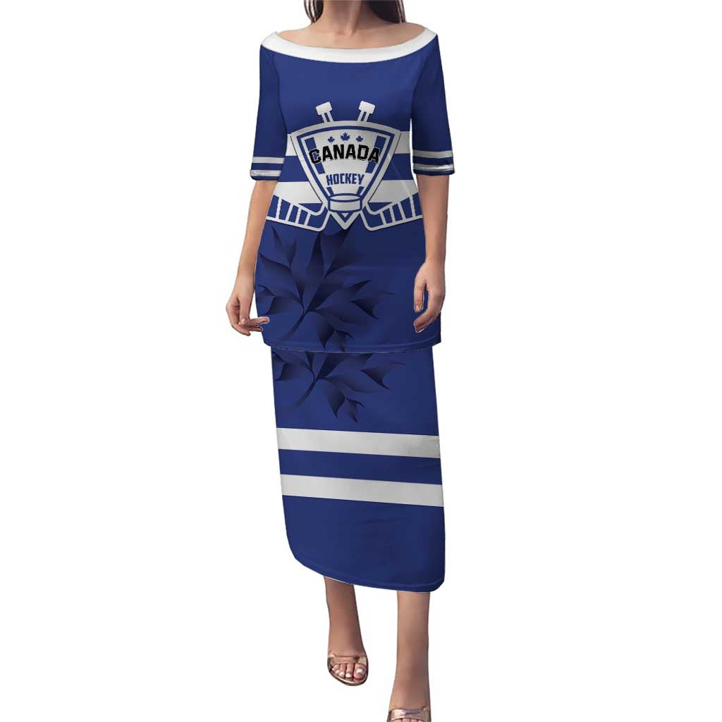 Custom Canada Hockey Team Puletasi Maple Leaf Blue Version