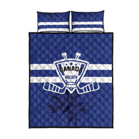Canada Hockey Team Quilt Bed Set Maple Leaf Blue Version