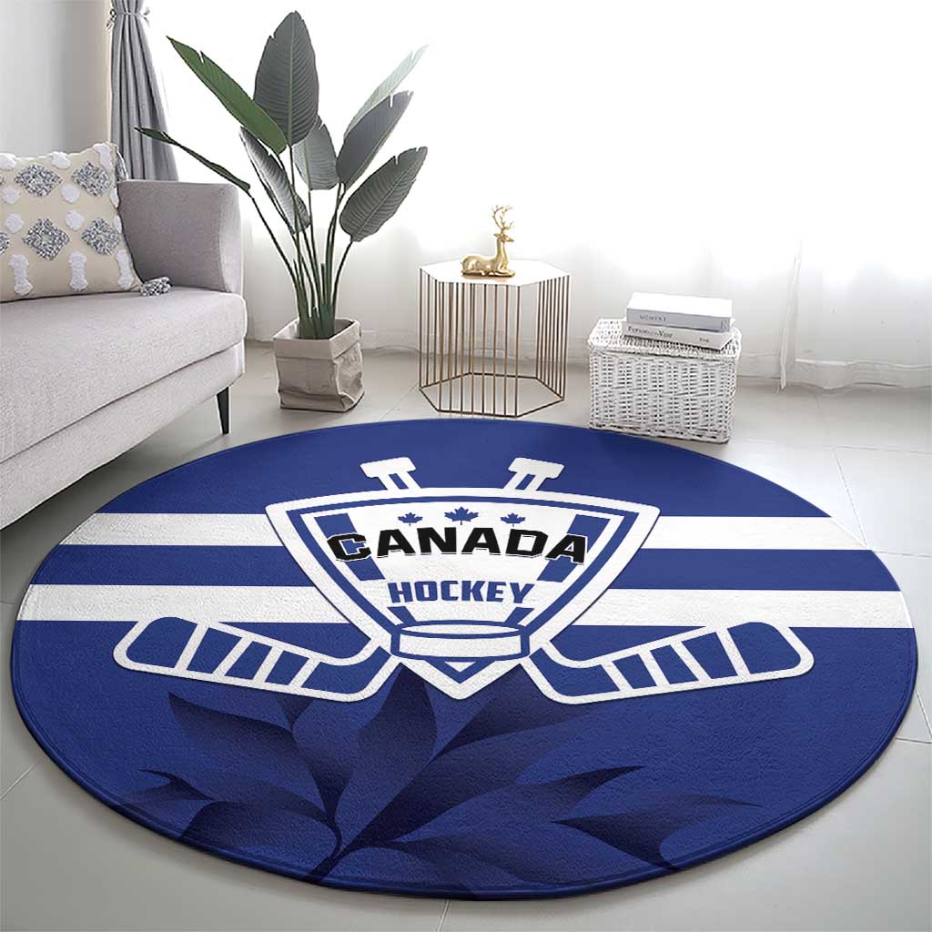 Canada Hockey Team Round Carpet Maple Leaf Blue Version