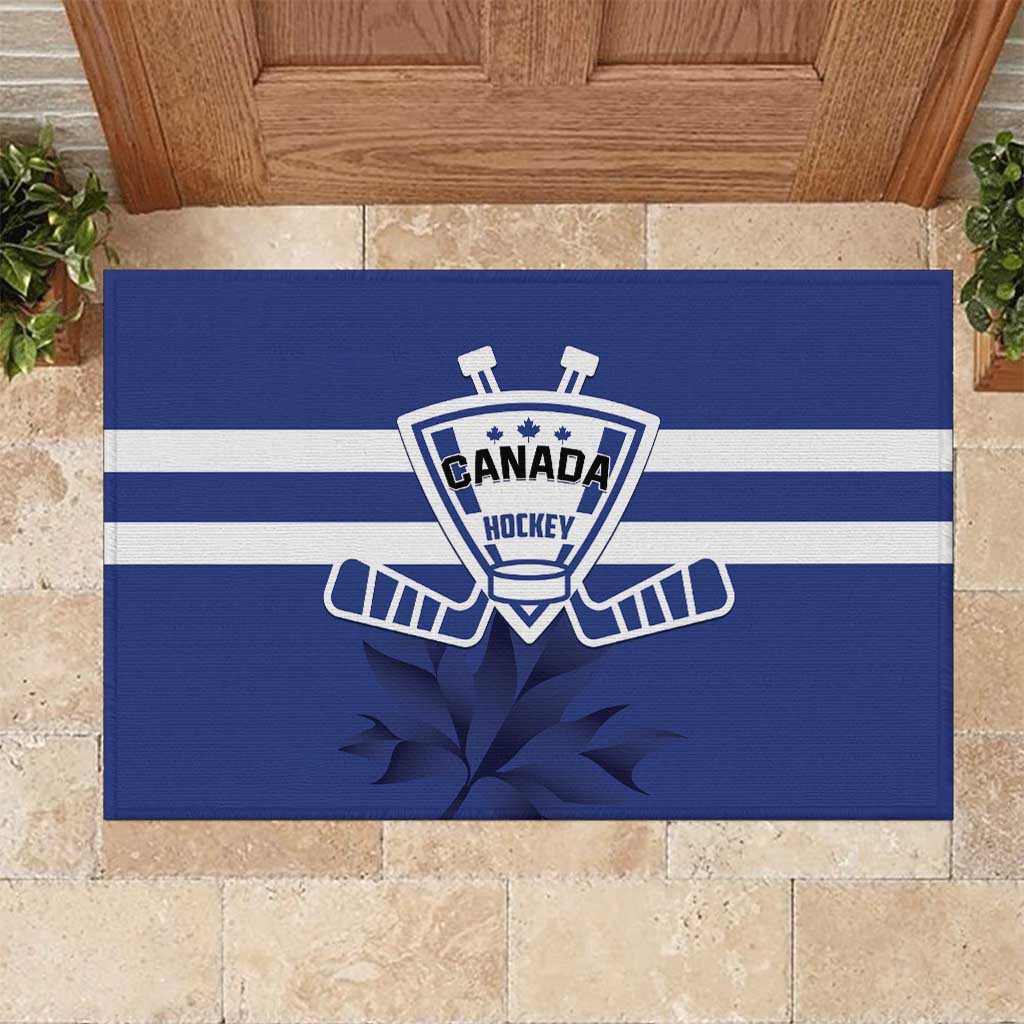 Canada Hockey Team Rubber Doormat Maple Leaf Blue Version
