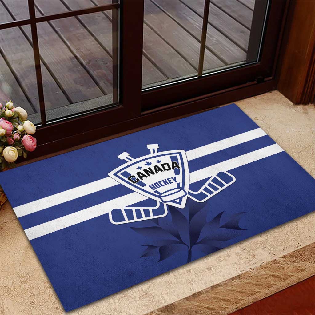 Canada Hockey Team Rubber Doormat Maple Leaf Blue Version