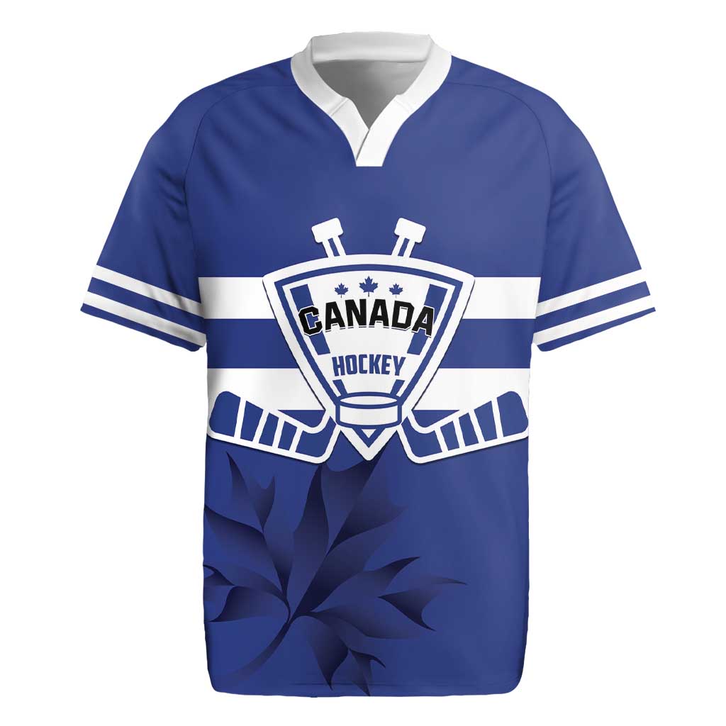 Custom Canada Hockey Team Rugby Jersey Maple Leaf Blue Version