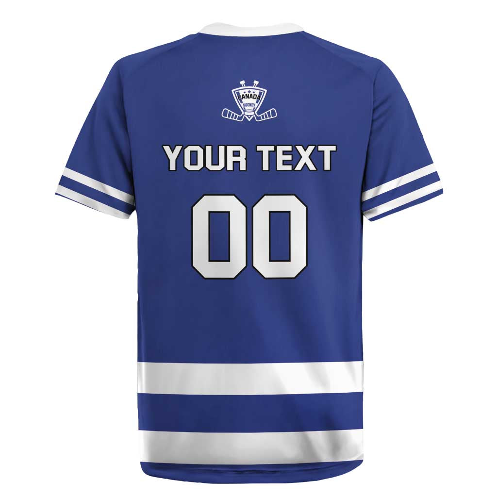 Custom Canada Hockey Team Rugby Jersey Maple Leaf Blue Version