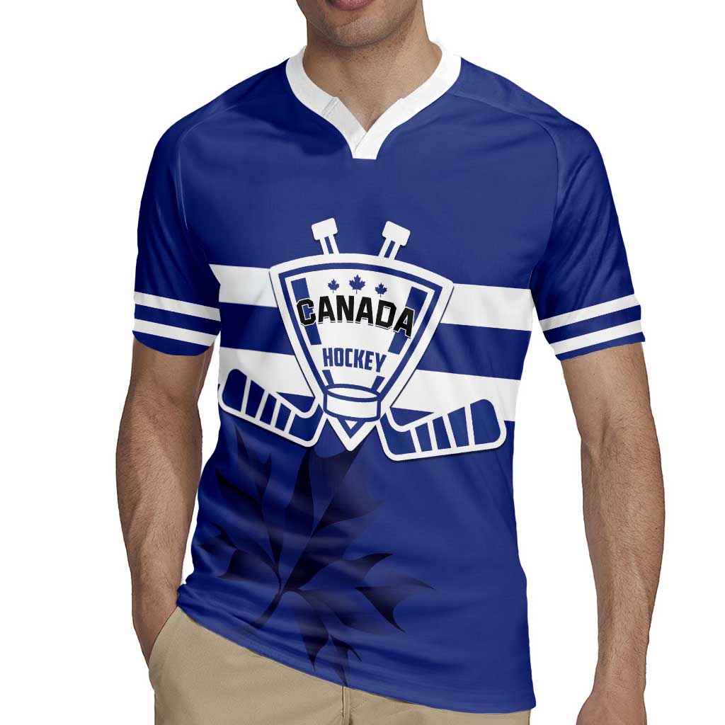 Custom Canada Hockey Team Rugby Jersey Maple Leaf Blue Version