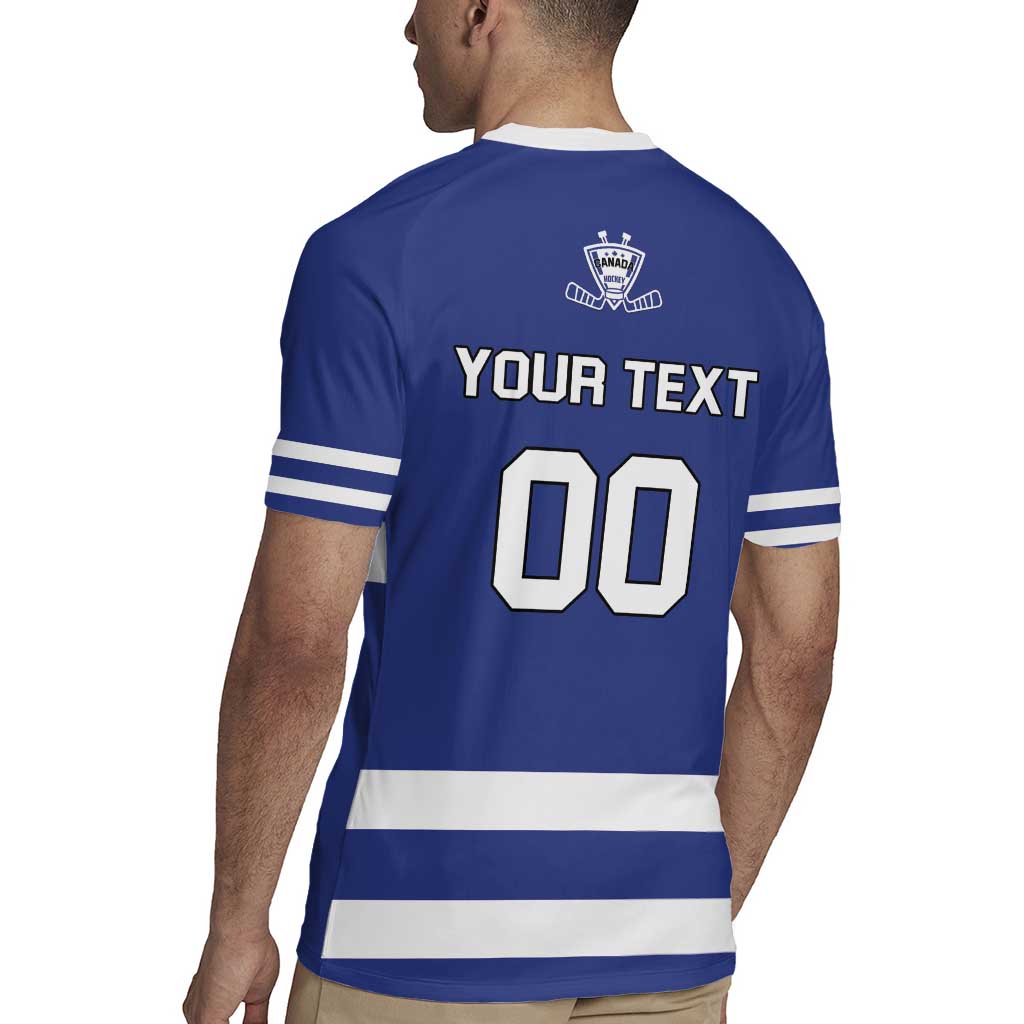 Custom Canada Hockey Team Rugby Jersey Maple Leaf Blue Version