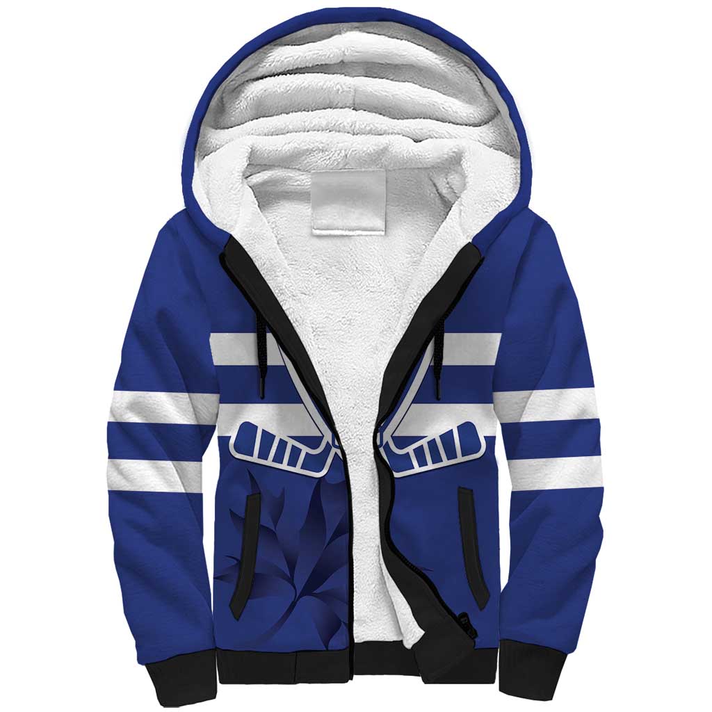 Custom Canada Hockey Team Sherpa Hoodie Maple Leaf Blue Version