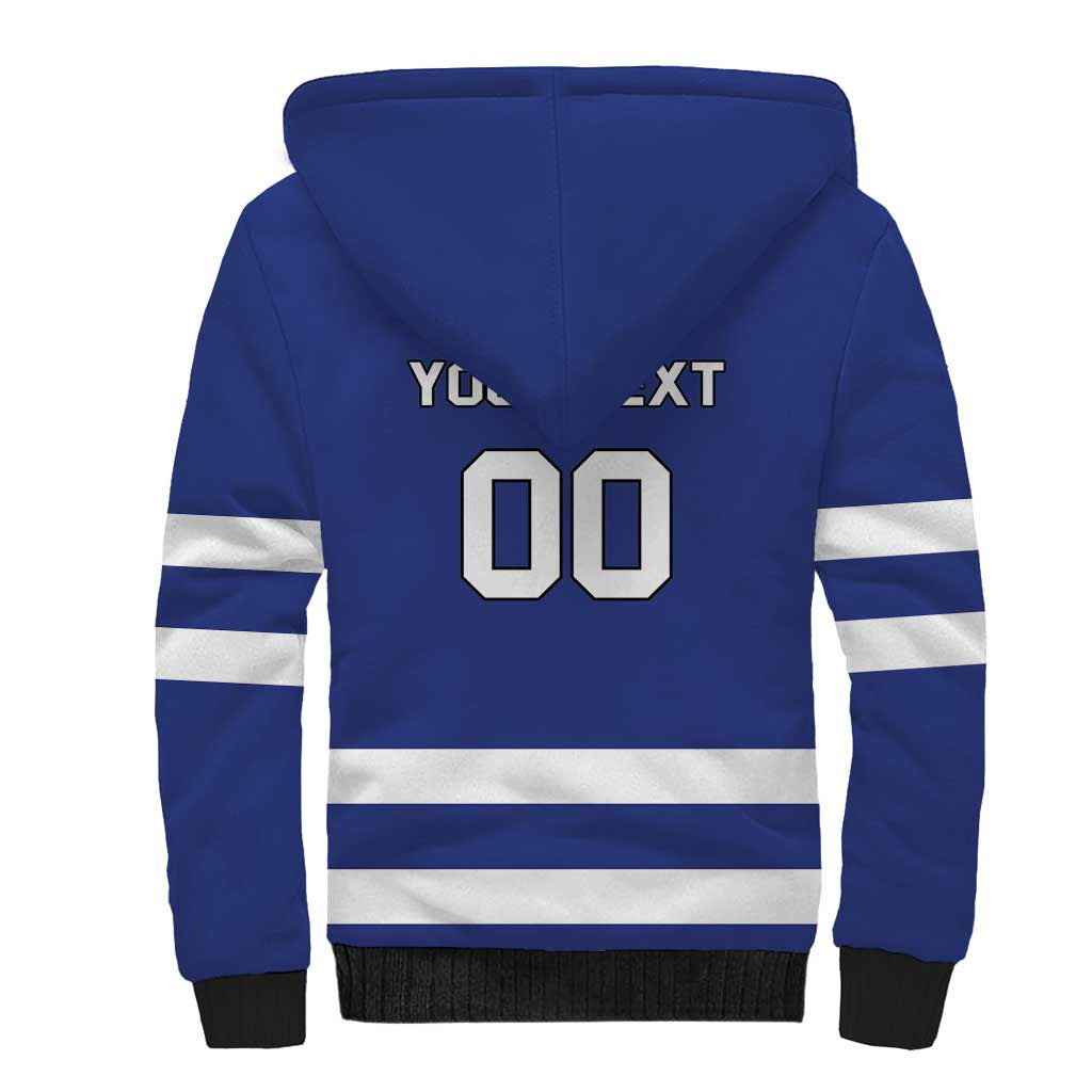 Custom Canada Hockey Team Sherpa Hoodie Maple Leaf Blue Version