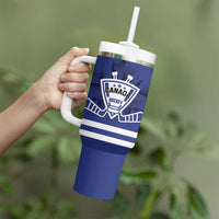 Custom Canada Hockey Team Tumbler With Handle Maple Leaf Blue Version