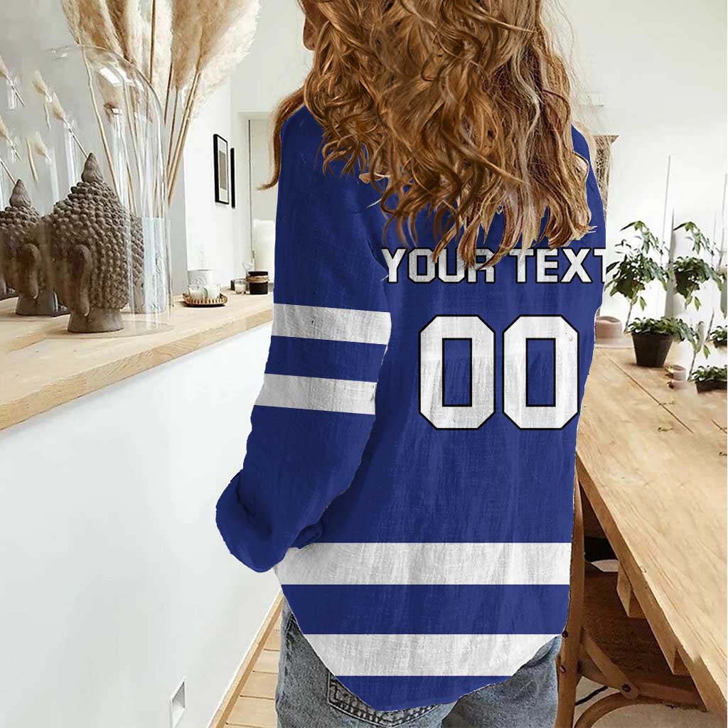 Custom Canada Hockey Team Women Casual Shirt Maple Leaf Blue Version