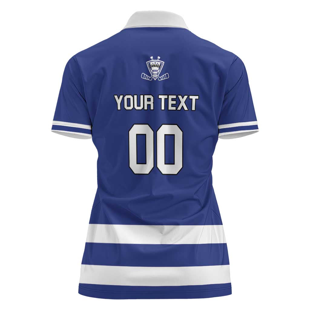 Custom Canada Hockey Team Women Polo Shirt Maple Leaf Blue Version