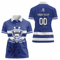 Custom Canada Hockey Team Women Polo Shirt Maple Leaf Blue Version