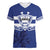 Custom Canada Hockey Team Women V-Neck T-Shirt Maple Leaf Blue Version