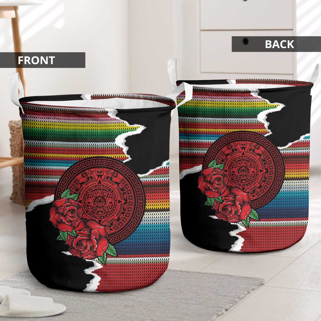 Mexico Aztec Circle Laundry Basket Poncho Pattern