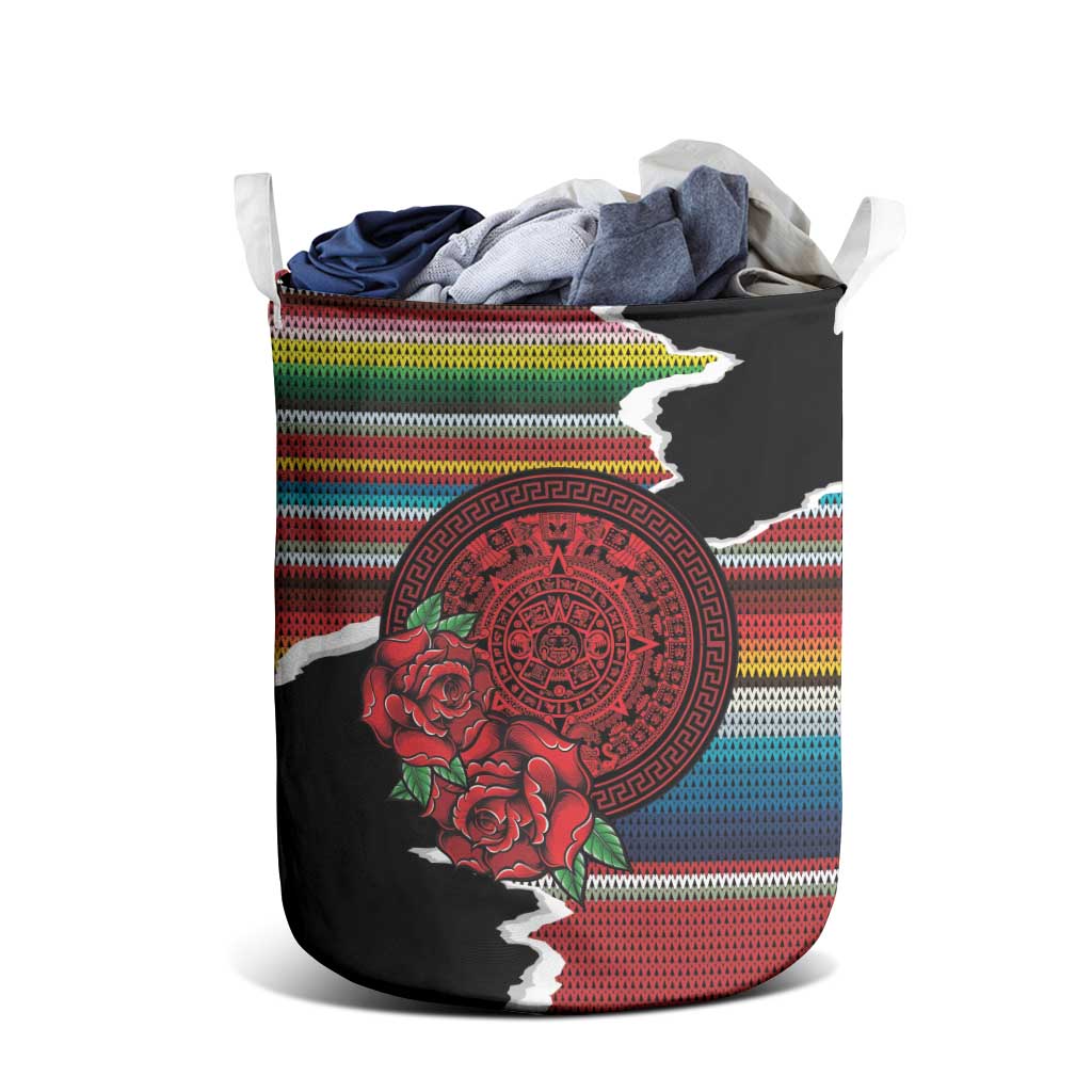 Mexico Aztec Circle Laundry Basket Poncho Pattern