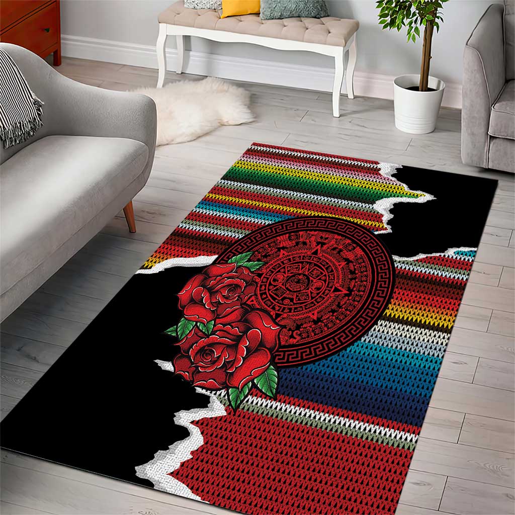 Mexico Aztec Circle Area Rug Poncho Pattern