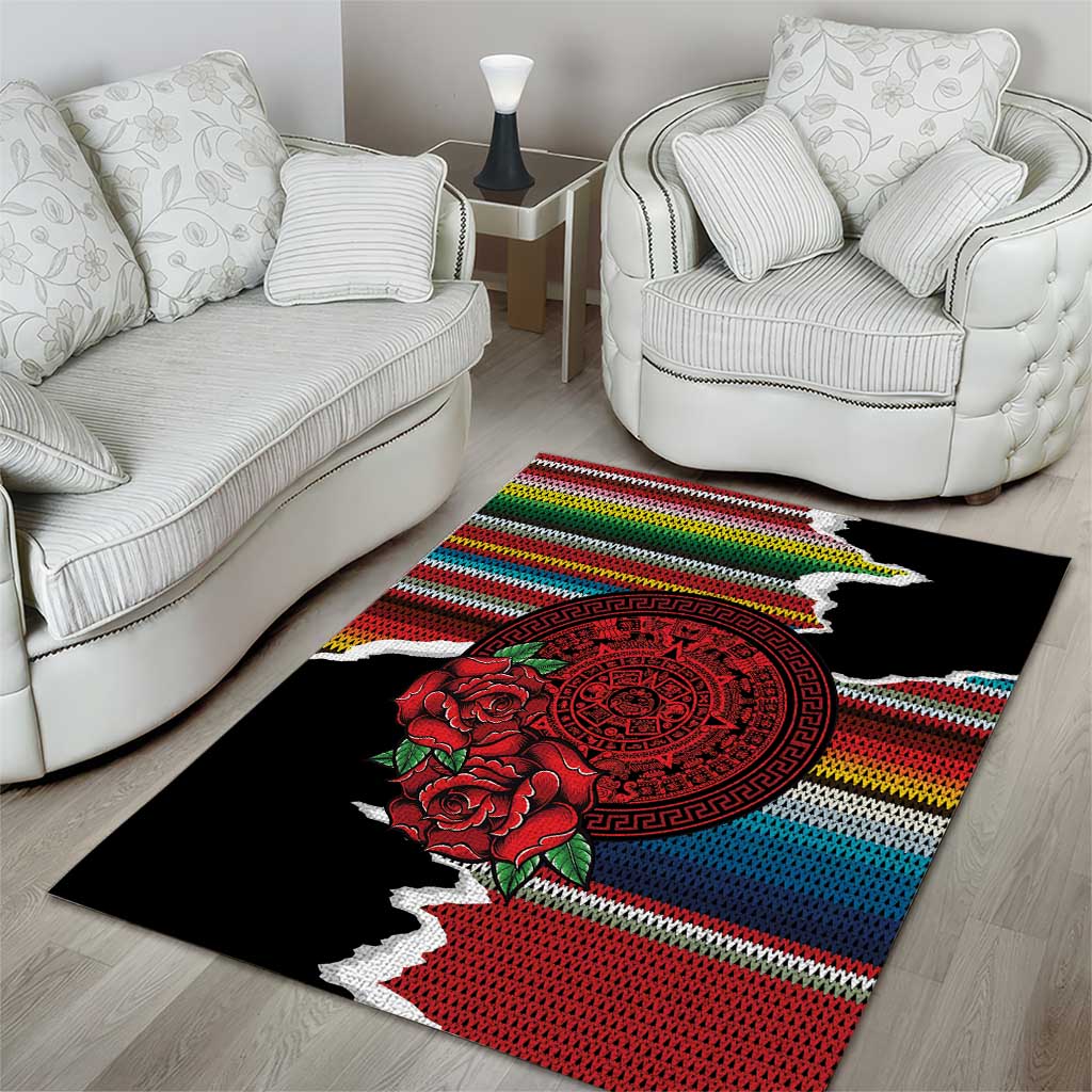 Mexico Aztec Circle Area Rug Poncho Pattern