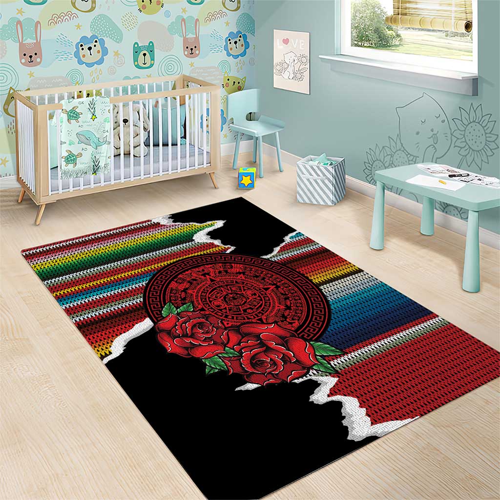 Mexico Aztec Circle Area Rug Poncho Pattern