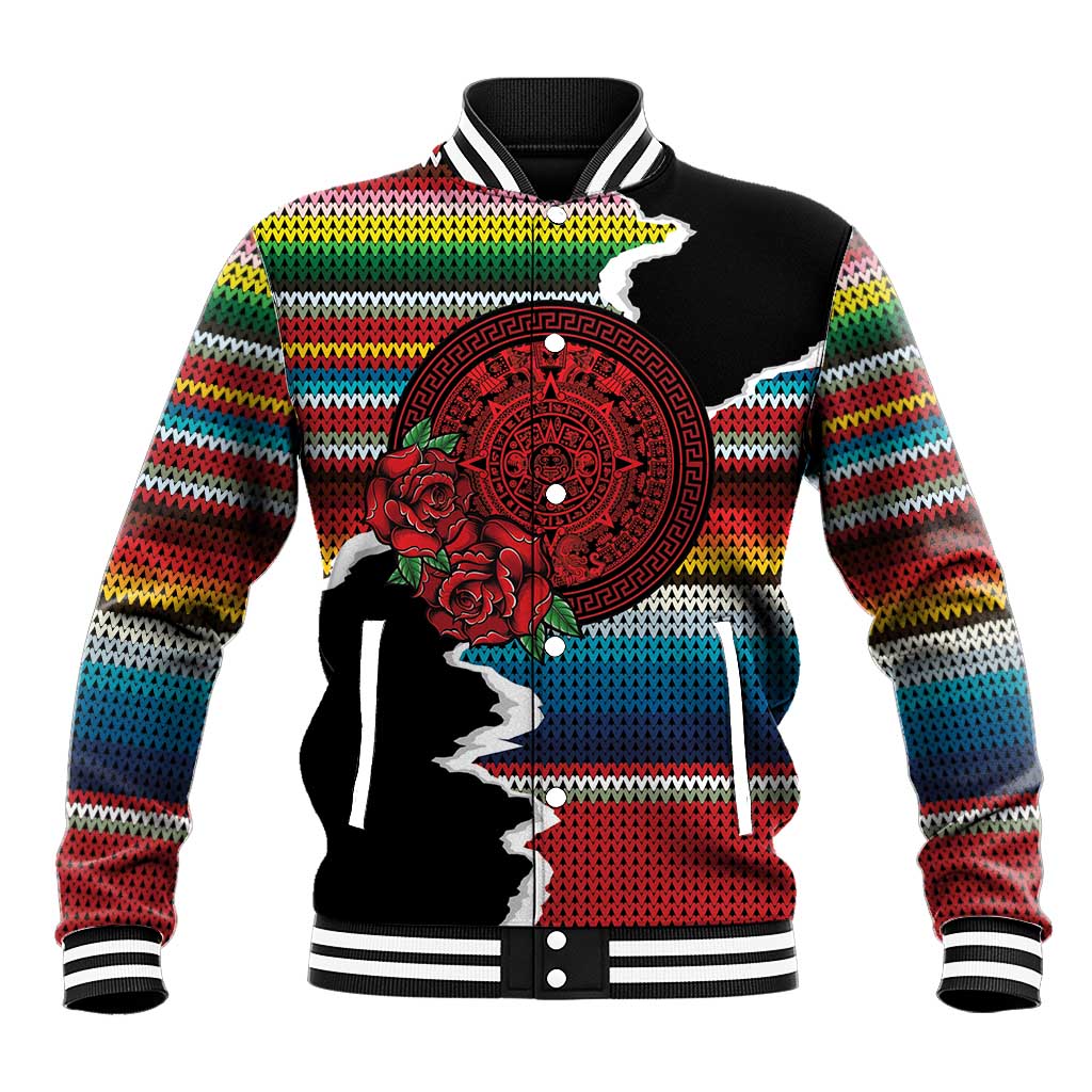 Mexico Aztec Circle Baseball Jacket Poncho Pattern