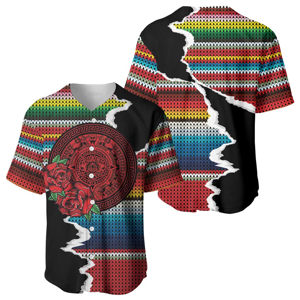 Mexico Aztec Circle Baseball Jersey Poncho Pattern
